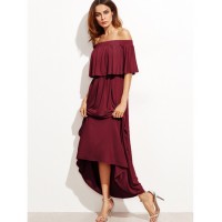 Double Layer Bardot Dress