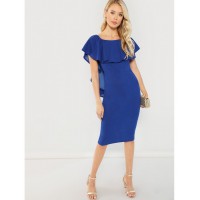 Flounce Foldover Front Bodycon Dress