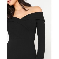 Foldover Off Shoulder Pencil Dress