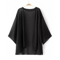 Black Elbow Sleeve Cardigan Kimono