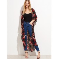 Floral Longline Chiffon Kimono