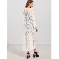 Embroidered Mesh Longline Kimono