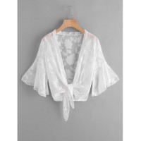 Bell Sleeve Sheer Mesh Beach Kimono