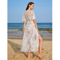 Floral Lace Tassel Tie Beach Kimono