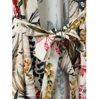 Floral Print Longline Kimono With Self Tie