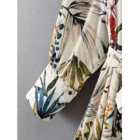 Floral Print Longline Kimono With Self Tie