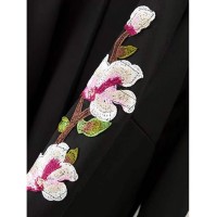 Shawl Collar Embroidered Flower Kimono