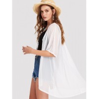 Half Sleeve Sheer Longline Kimono