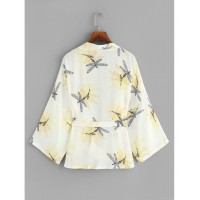 Self Tie Waist Printed Kimono