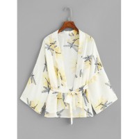 Self Tie Waist Printed Kimono