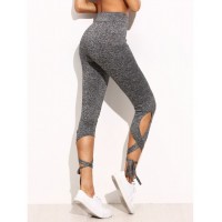 Light Grey High Waist Criss Cross Tie Leggings