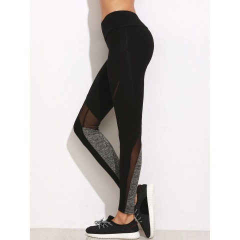 Color Block Mesh Insert Leggings