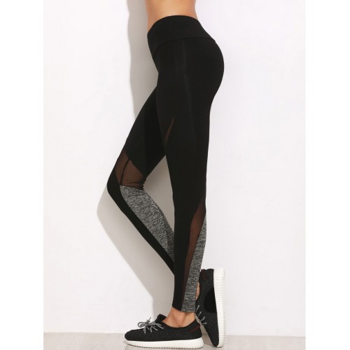 Color Block Mesh Insert Leggings