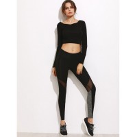 Color Block Mesh Insert Leggings