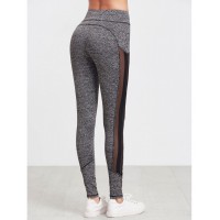 Marled Knit Mesh Panel Leggings