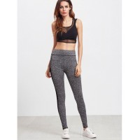 Marled Knit Mesh Panel Leggings