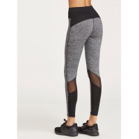 Contrast Marled Knit Mesh Insert Leggings