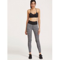 Contrast Marled Knit Mesh Insert Leggings