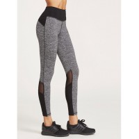 Contrast Marled Knit Mesh Insert Leggings