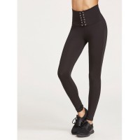 Lace Up Wide Waistband Leggings