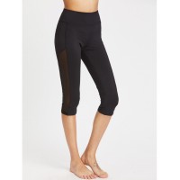 Wide Waistband Mesh Panel Crop Leggings