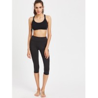 Wide Waistband Mesh Panel Crop Leggings