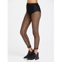 Elastic Waist Fishnet Leggings