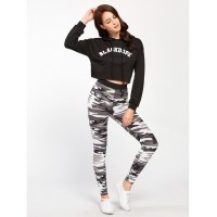 Contrast Waist Camo Leggings