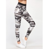 Contrast Waist Camo Leggings