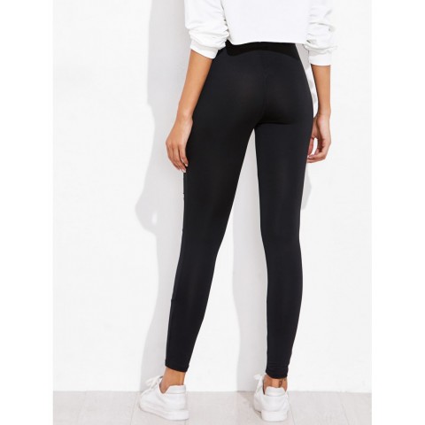 Ripped Front Mesh Insert Leggings