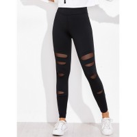 Ripped Front Mesh Insert Leggings