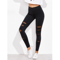 Ripped Front Mesh Insert Leggings