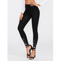 Pearl And Rhinestone Embellished Leggings