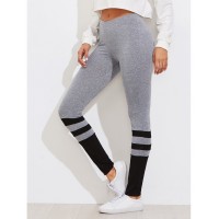 Two Tone Striped Marled Knit Leggings