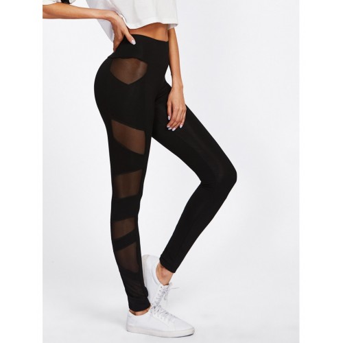 Sheer Mesh Panel Leggings