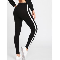 Grommet Detail Contrast Panel Leggings