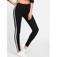 Grommet Detail Contrast Panel Leggings