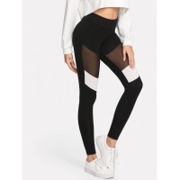 Two Tone Mesh Insert Leggings