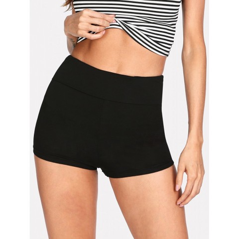 Wide Waist Solid Legging Shorts