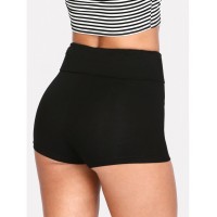 Wide Waist Solid Legging Shorts