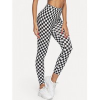 High Waist Plaid Skinny Leggings