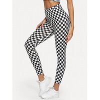 High Waist Plaid Skinny Leggings