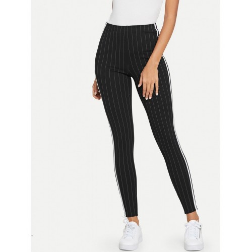 Contrast Tape Side Striped Leggings