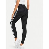 Contrast Tape Side Striped Leggings