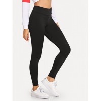 Pocket Detail Solid Skinny Leggings