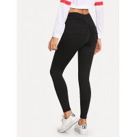 Pocket Detail Solid Skinny Leggings