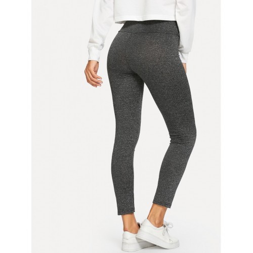 Knot Waist Solid Skinny Leggings