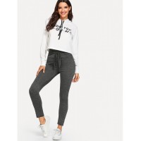 Knot Waist Solid Skinny Leggings