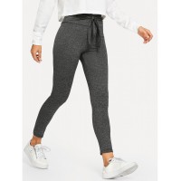 Knot Waist Solid Skinny Leggings