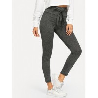 Knot Waist Solid Skinny Leggings